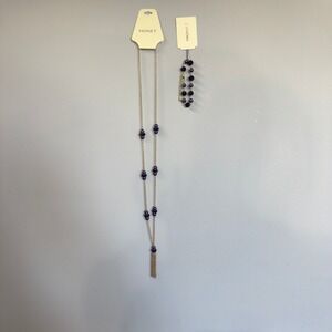 New Monet Gold Tone Necklace‎ & Bracelet Set Purple Pearl Jubilee  Statement